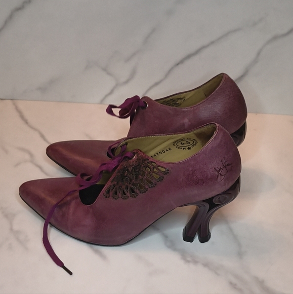 Fluevog Estella Laser Cut Lace Up Heel - Picture 3 of 7